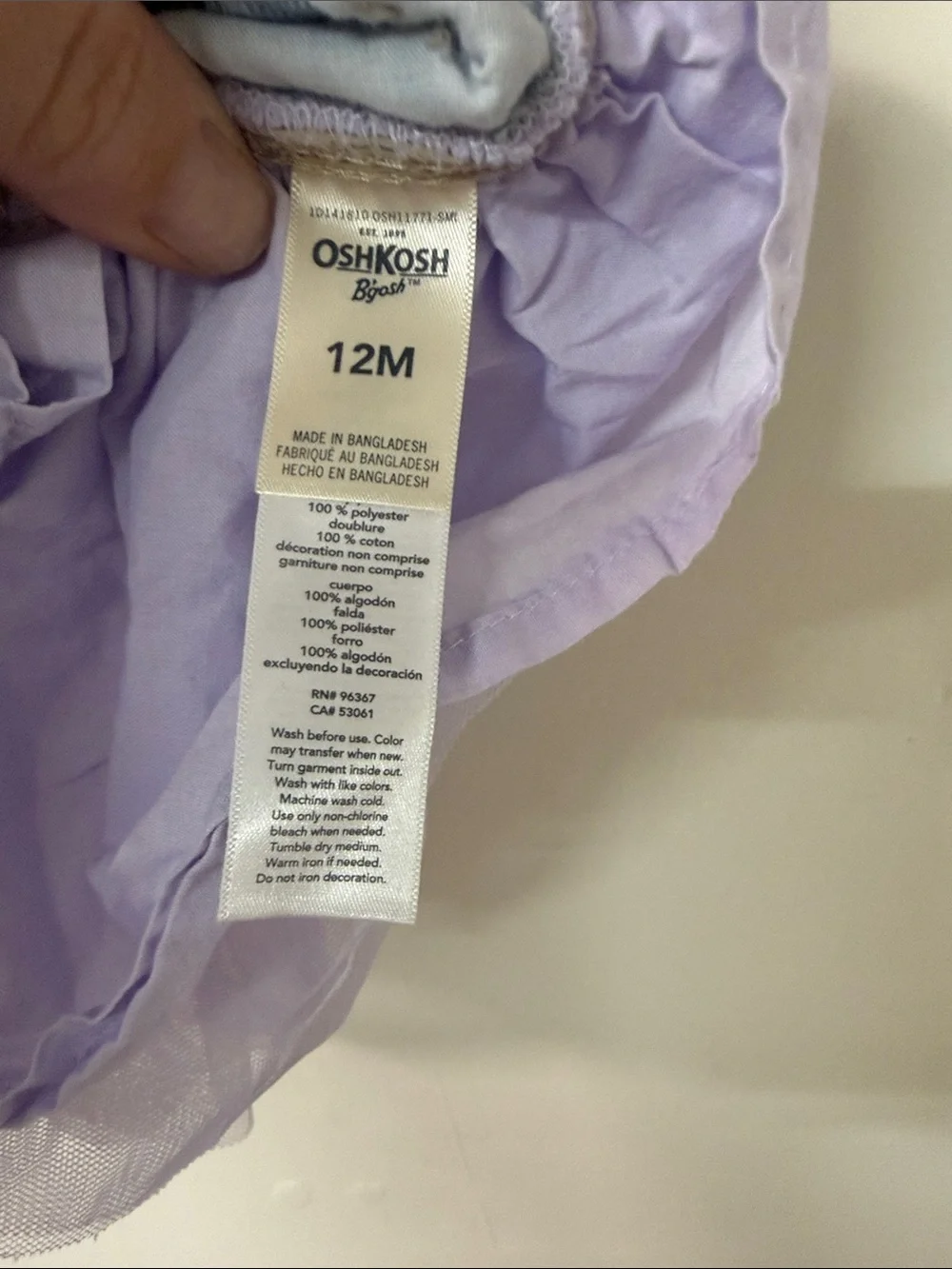 OshKosh B'gosh Denim Overall Dress with Lilac Tulle Skirt